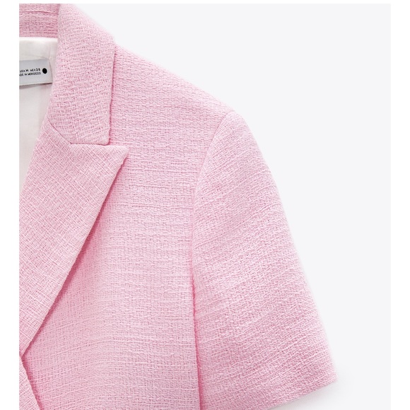 ZARA Buttoned Textured Weave Blazer Pink - Picture 5 of 11